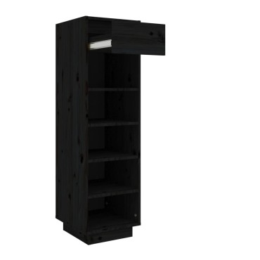 vidaXL Παπουτσοθήκη Μαύρη 34x30x105cm από Μασίφ Ξύλο Πεύκου