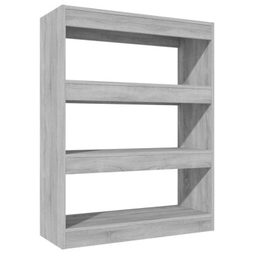 vidaXL Βιβλιοθήκη/Διαχωρ. Χώρου Γκρι Sonoma 80x30x103cm Επεξεργ. Ξύλο 1 τεμ.