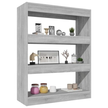 vidaXL Βιβλιοθήκη/Διαχωρ. Χώρου Γκρι Sonoma 80x30x103cm Επεξεργ. Ξύλο 1 τεμ.
