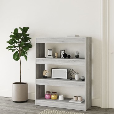 vidaXL Βιβλιοθήκη/Διαχωρ. Χώρου Γκρι Sonoma 80x30x103cm Επεξεργ. Ξύλο 1 τεμ.