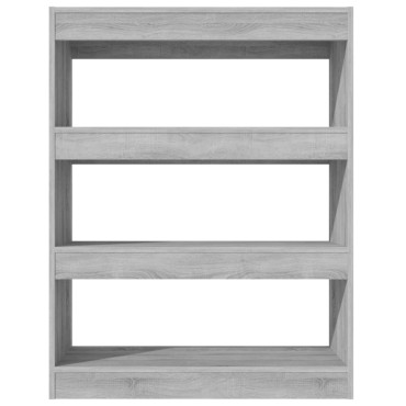 vidaXL Βιβλιοθήκη/Διαχωρ. Χώρου Γκρι Sonoma 80x30x103cm Επεξεργ. Ξύλο 1 τεμ.