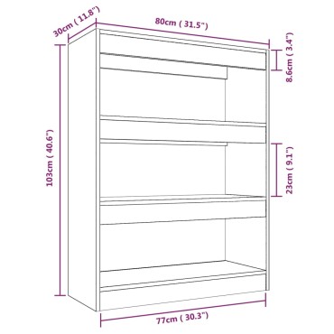 vidaXL Βιβλιοθήκη/Διαχωρ. Χώρου Γκρι Sonoma 80x30x103cm Επεξεργ. Ξύλο 1 τεμ.