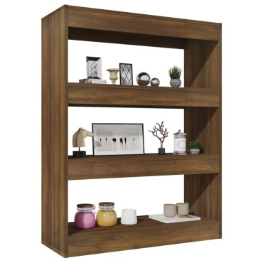 vidaXL Βιβλιοθήκη/Διαχωρ. Χώρου Καφέ Δρυς 80x30x103cm Επεξεργ. Ξύλο 1 τεμ.