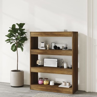 vidaXL Βιβλιοθήκη/Διαχωρ. Χώρου Καφέ Δρυς 80x30x103cm Επεξεργ. Ξύλο 1 τεμ.