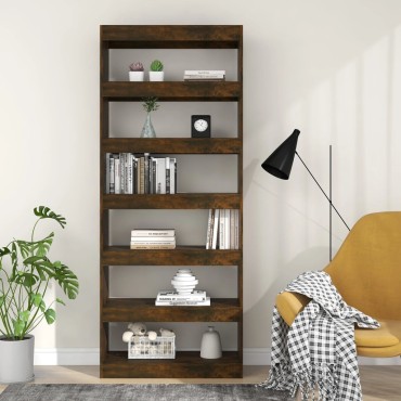 vidaXL Βιβλιοθήκη/Διαχωρ. Χώρου Καπνιστή Δρυς 80x30x198cm Επεξ. Ξύλο 1 τεμ.