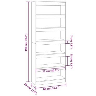vidaXL Βιβλιοθήκη/Διαχωρ. Χώρου Καπνιστή Δρυς 80x30x198cm Επεξ. Ξύλο 1 τεμ.