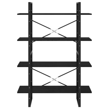 vidaXL Βιβλιοθήκη με 4 Ράφια Μαύρη 100x30x140cm από Μασίφ Ξύλο Πεύκου 1 τεμ.