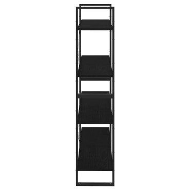 vidaXL Βιβλιοθήκη με 4 Ράφια Μαύρη 100x30x140cm από Μασίφ Ξύλο Πεύκου 1 τεμ.
