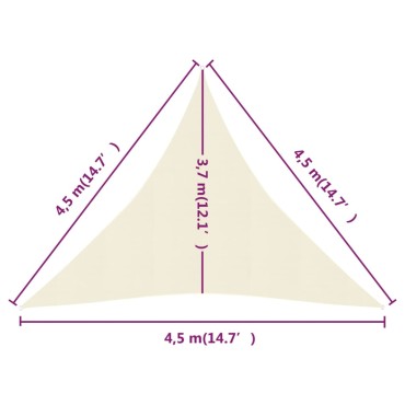 vidaXL Πανί Σκίασης Κρεμ 4,5 x 4,5 x 4,5 μ. από HDPE 160 γρ./μ²