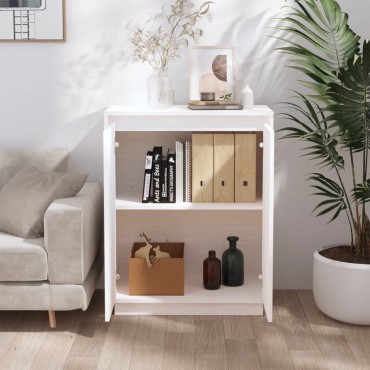 vidaXL Ντουλάπι Λευκό 60x34x75cm από Μασίφ Ξύλο Πεύκου 1 τεμ.