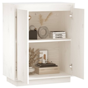 vidaXL Ντουλάπι Λευκό 60x34x75cm από Μασίφ Ξύλο Πεύκου 1 τεμ.