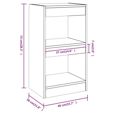 vidaXL Βιβλιοθήκη/Διαχωριστικό Χώρου Λευκό 40x30x72cm Επεξ. Ξύλο 1 τεμ.