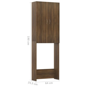 vidaXL Ντουλάπι Πλυντηρίου Καφέ Δρυς 64 x 25,5 x 190 εκ.