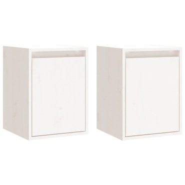 vidaXL Ντουλάπια Τοίχου 2 τεμ. Λευκά 30x30x40cm Μασίφ Ξύλο Πεύκου