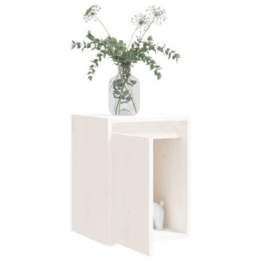 vidaXL Ντουλάπια Τοίχου 2 τεμ. Λευκά 30x30x40cm Μασίφ Ξύλο Πεύκου