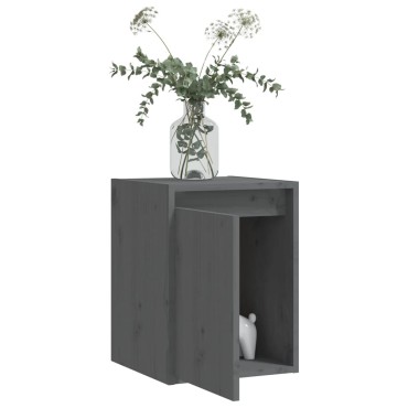 vidaXL Ντουλάπια Τοίχου 2 τεμ. Γκρι 30x30x40cm Μασίφ Ξύλο Πεύκου