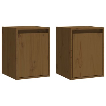 vidaXL Ντουλάπια Τοίχου 2 τεμ. Καφέ Μελί 30x30x40cm Μασίφ Ξύλο Πεύκου