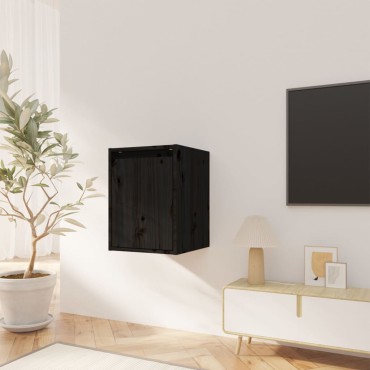 vidaXL Ντουλάπια Τοίχου 2 τεμ. Μαύρα 30x30x40cm Μασίφ Ξύλο Πεύκου