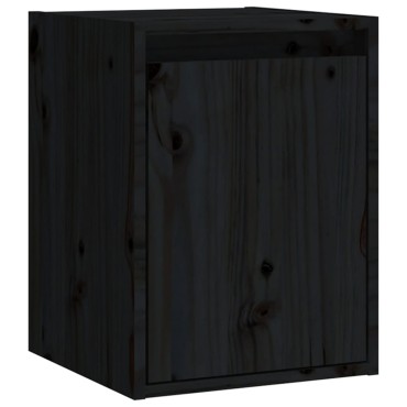 vidaXL Ντουλάπια Τοίχου 2 τεμ. Μαύρα 30x30x40cm Μασίφ Ξύλο Πεύκου