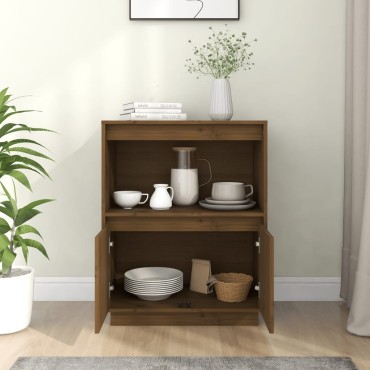 vidaXL Ντουλάπι Καφέ Μελί 60x34x75cm από Μασίφ Ξύλο Πεύκου 1 τεμ.