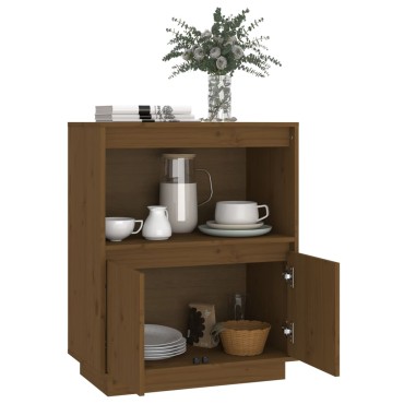 vidaXL Ντουλάπι Καφέ Μελί 60x34x75cm από Μασίφ Ξύλο Πεύκου 1 τεμ.