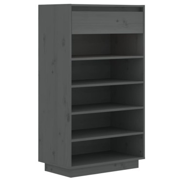 vidaXL Παπουτσοθήκη Γκρι 60x34x105cm από Μασίφ Ξύλο Πεύκου
