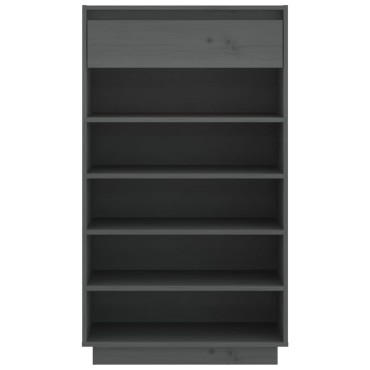 vidaXL Παπουτσοθήκη Γκρι 60x34x105cm από Μασίφ Ξύλο Πεύκου