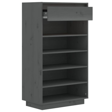 vidaXL Παπουτσοθήκη Γκρι 60x34x105cm από Μασίφ Ξύλο Πεύκου
