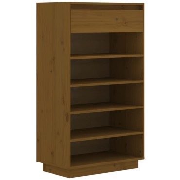 vidaXL Παπουτσοθήκη Καφέ Μελί 60x34x105cm από Μασίφ Ξύλο Πεύκου