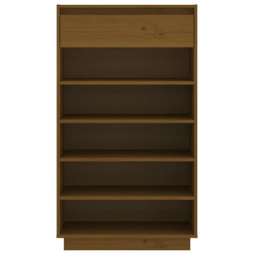 vidaXL Παπουτσοθήκη Καφέ Μελί 60x34x105cm από Μασίφ Ξύλο Πεύκου