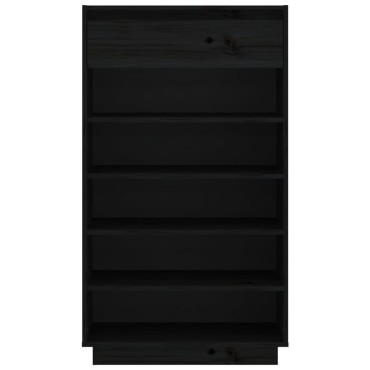 vidaXL Παπουτσοθήκη Μαύρη 60x34x105cm από Μασίφ Ξύλο Πεύκου