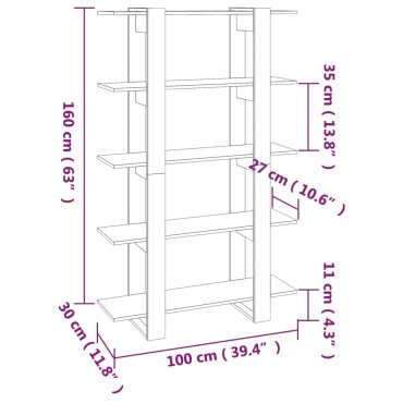 vidaXL Βιβλιοθήκη/Διαχωριστικό Χώρου Γκρι Sonoma 100x30x160cm 1 τεμ.