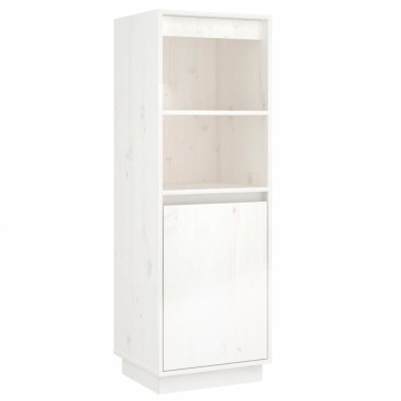 vidaXL Ντουλάπι Ψηλό Λευκό 37x34x110cm από Μασίφ Ξύλο Πεύκου 1 τεμ.