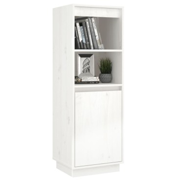 vidaXL Ντουλάπι Ψηλό Λευκό 37x34x110cm από Μασίφ Ξύλο Πεύκου 1 τεμ.