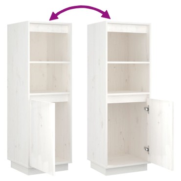 vidaXL Ντουλάπι Ψηλό Λευκό 37x34x110cm από Μασίφ Ξύλο Πεύκου 1 τεμ.