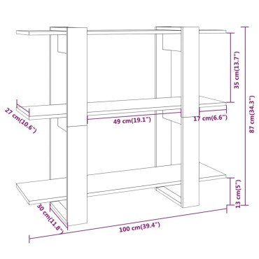 vidaXL Βιβλιοθήκη/Διαχωριστικό Χώρου Μαύρο 100x30x87cm 1 τεμ.