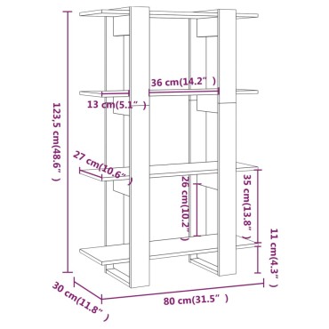 vidaXL Βιβλιοθήκη/Διαχωριστικό Χώρου Λευκό 80x30x123,5cm 1 τεμ.
