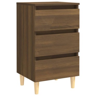 vidaXL Κομοδίνο Καφέ Δρυς 40x35x69cm με Μασίφ Ξύλινα Πόδια 1 τεμ.