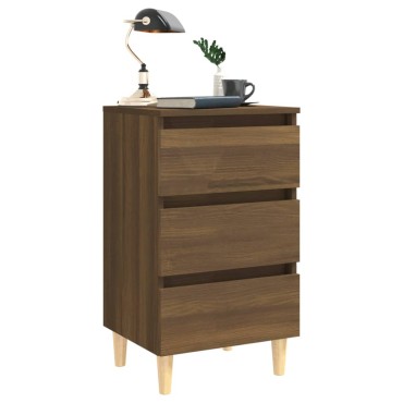 vidaXL Κομοδίνο Καφέ Δρυς 40x35x69cm με Μασίφ Ξύλινα Πόδια 1 τεμ.
