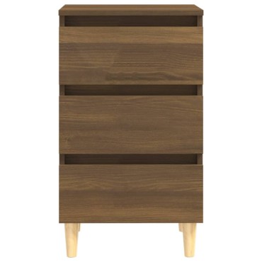 vidaXL Κομοδίνο Καφέ Δρυς 40x35x69cm με Μασίφ Ξύλινα Πόδια 1 τεμ.