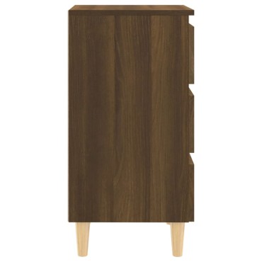 vidaXL Κομοδίνο Καφέ Δρυς 40x35x69cm με Μασίφ Ξύλινα Πόδια 1 τεμ.