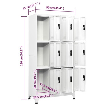vidaXL Φοριαμός Λευκός 90x45x180cm Ατσάλινος 1 τεμ.