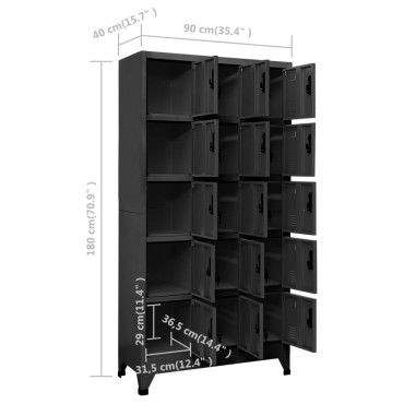 vidaXL Φοριαμός Ανθρακί 90x40x180cm Ατσάλινος 1 τεμ.
