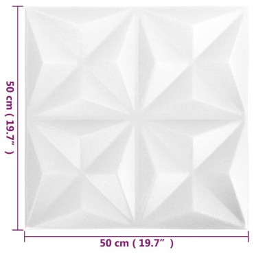 vidaXL Πάνελ Τοίχου 3D 24 τεμ. Λευκό Origami 50 x 50 εκ. 6 μ²