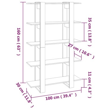 vidaXL Βιβλιοθήκη/Διαχωριστικό Χώρου Μαύρο 100x30x160cm 1 τεμ.