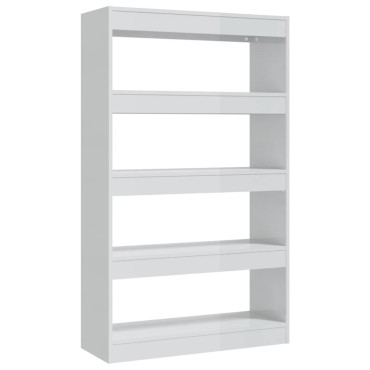 vidaXL Βιβλιοθήκη/Διαχωρ. Χώρου Γυαλ. Λευκό 80x30x135cm Επεξ. Ξύλο 1 τεμ.