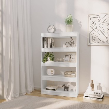 vidaXL Βιβλιοθήκη/Διαχωρ. Χώρου Γυαλ. Λευκό 80x30x135cm Επεξ. Ξύλο 1 τεμ.