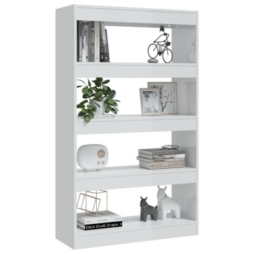 vidaXL Βιβλιοθήκη/Διαχωρ. Χώρου Γυαλ. Λευκό 80x30x135cm Επεξ. Ξύλο 1 τεμ.