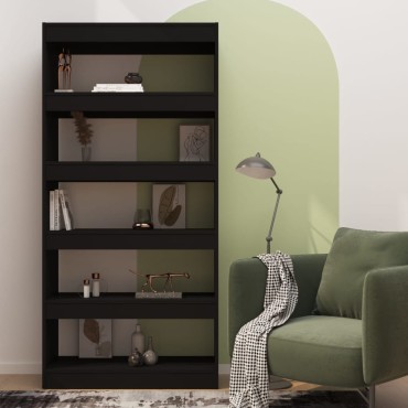 vidaXL Βιβλιοθήκη/Διαχωρ. Χώρου Μαύρη 80x30x166cm Επεξ. Ξύλο 1 τεμ.
