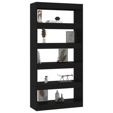 vidaXL Βιβλιοθήκη/Διαχωρ. Χώρου Μαύρη 80x30x166cm Επεξ. Ξύλο 1 τεμ.